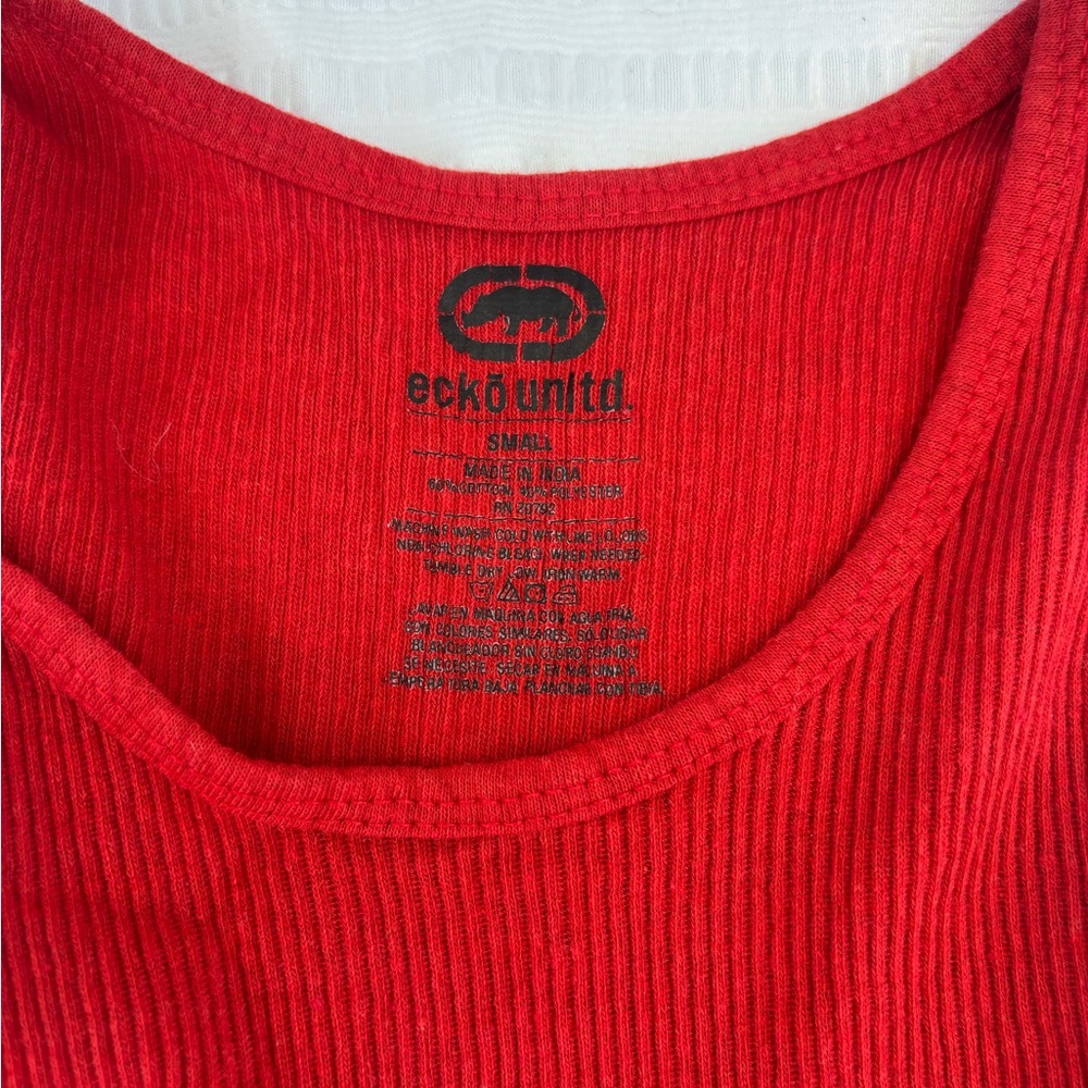 Red Ribbed Tank Top - Picture 3 of 5